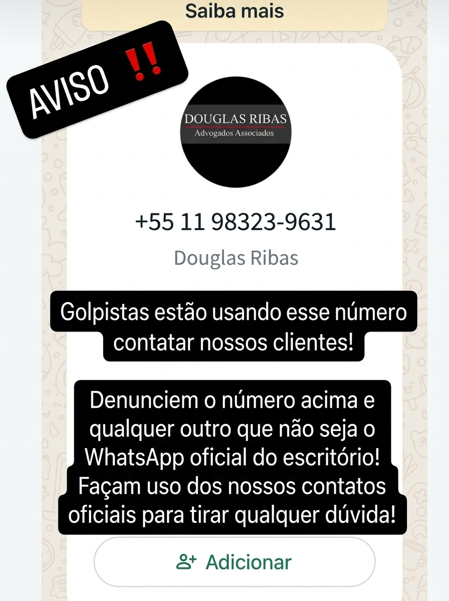 Aviso: denunciem números que não sejam os oficiais do escritório